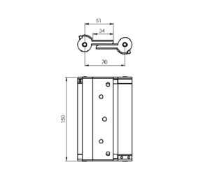 schéma charnière en inox pour porte va-et-vient