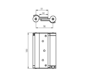 schéma charnière en inox pour porte va-et-vient