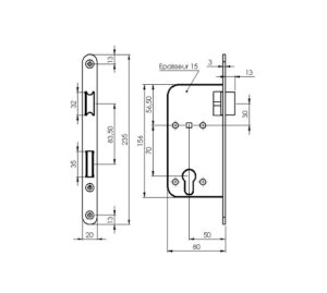 schéma de serrure de porte tout inox 304L