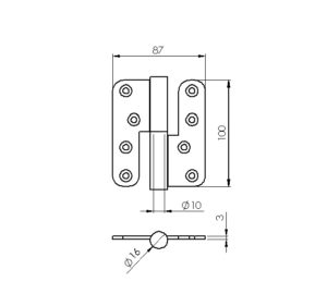 schéma charnière en inox pour portes de service