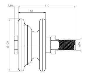 schéma dimensions galet d'ouverture de porte LEICHLE