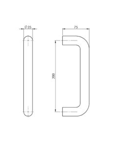 Edelstahl Türzuggriff Diagramm