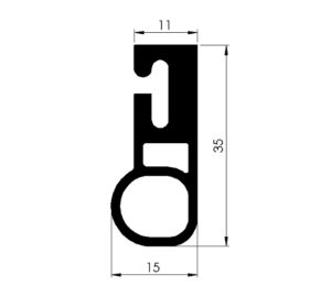 Diagramm der unteren Dichtung der Schiebetür