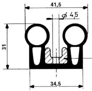 schéma bourrelet en EPDM à 2 lèvres