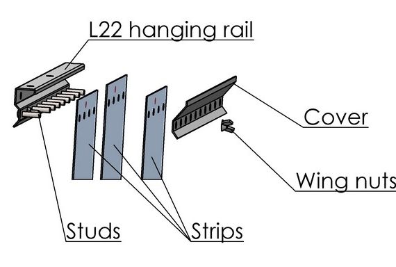 hanging rail diagram of flexible PVC strip curtain