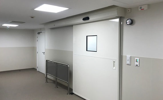 white airtight sliding door in hospital