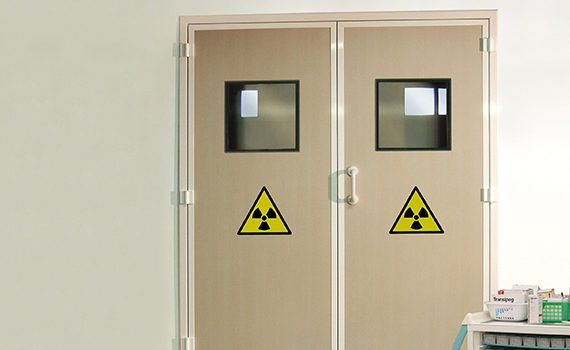 double anti X-ray hinged door in a hospital