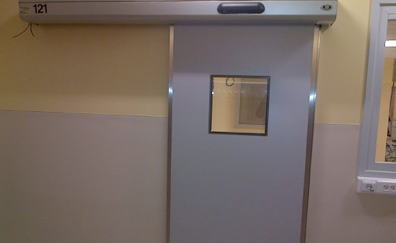 sliding door with glass for hospitals and laboratories